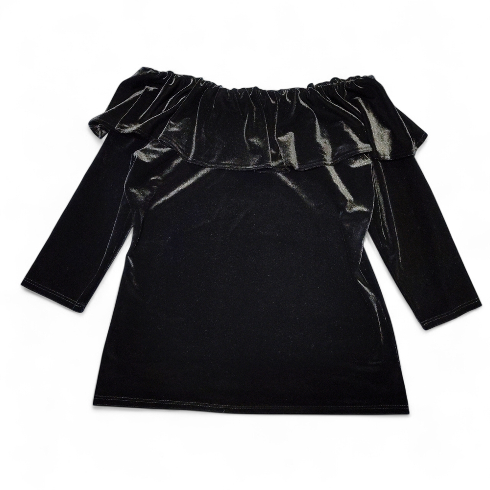 Sara Campbell Luxurious Black Velvet Blouse Womens Size Small Black